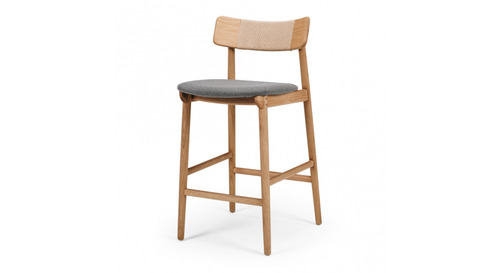 Niles Highback Barstool Natural Oak Fabric